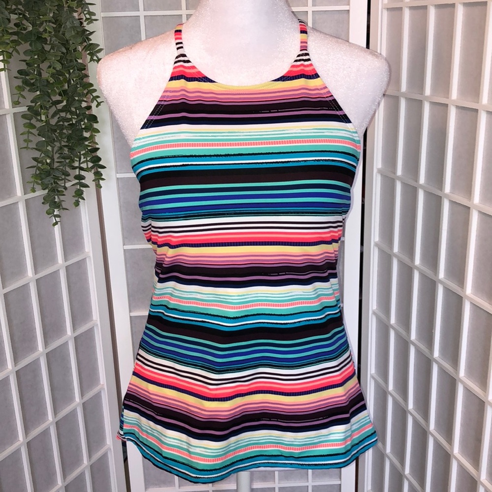 APT.9 Women’s Tankini Top in Versatile Multicolor Stripes, Size M. MFSR $40.